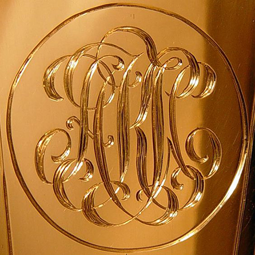 hand engrave monogran on gold money clip